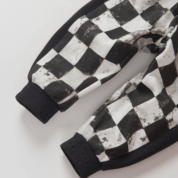 Little Bipsy Kids Checkered Black and White Joggers - Picture 5 of 6